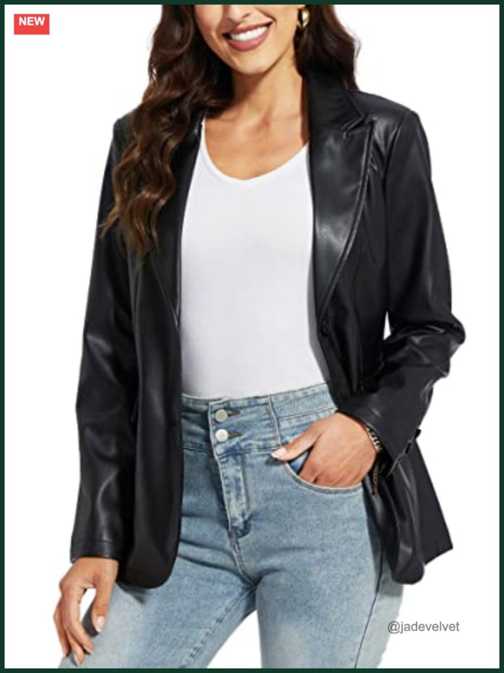 Faux Leather Blazer Jacket Oversized Casual Coat